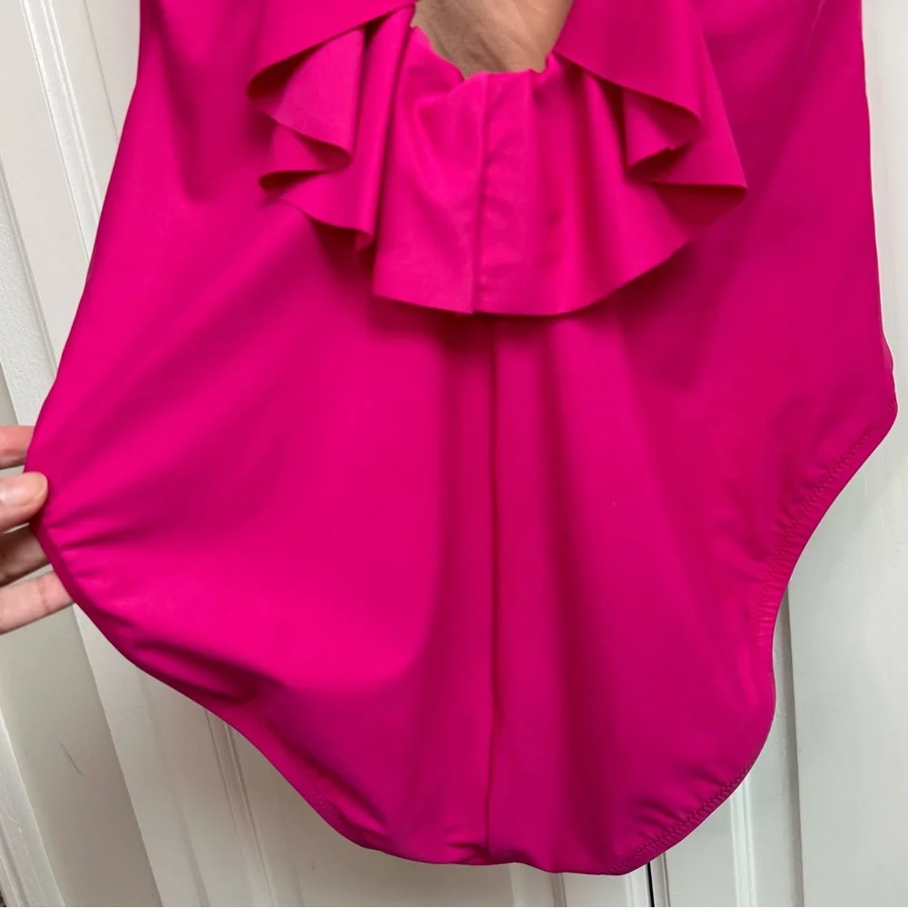J. Crew Ruffle One-Piece Swimsuit in Fuchsia Pink - Picture 7 of 14